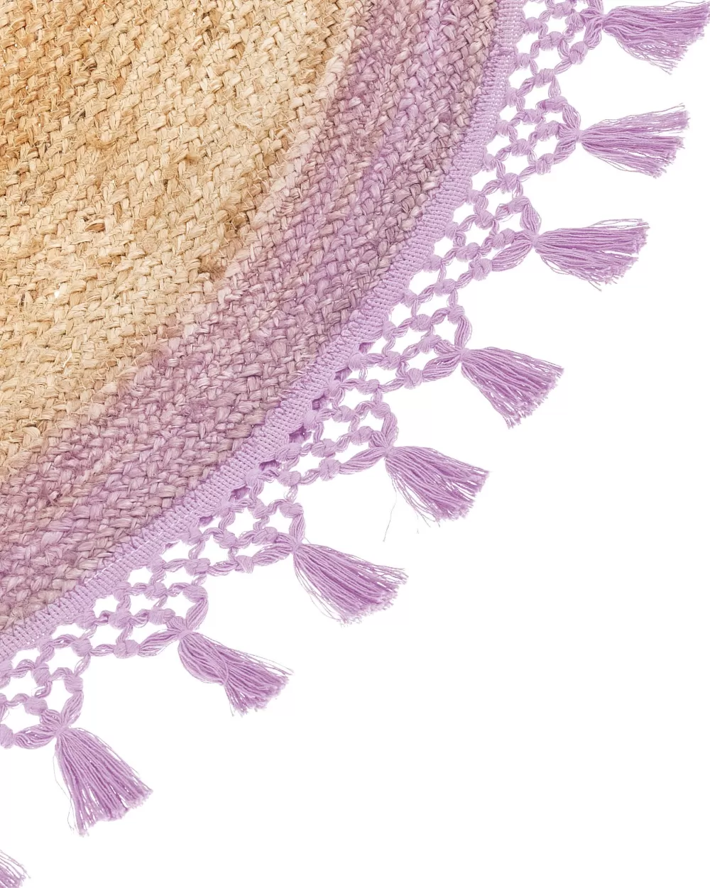 Beliani Tappeto Rotondo Juutti in Tonalità Beige e Viola - Diametro 140 cm per Arredamento Moderno