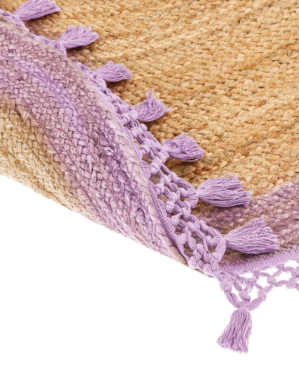 Beliani Tappeto Rotondo Juutti in Tonalità Beige e Viola - Diametro 140 cm per Arredamento Moderno