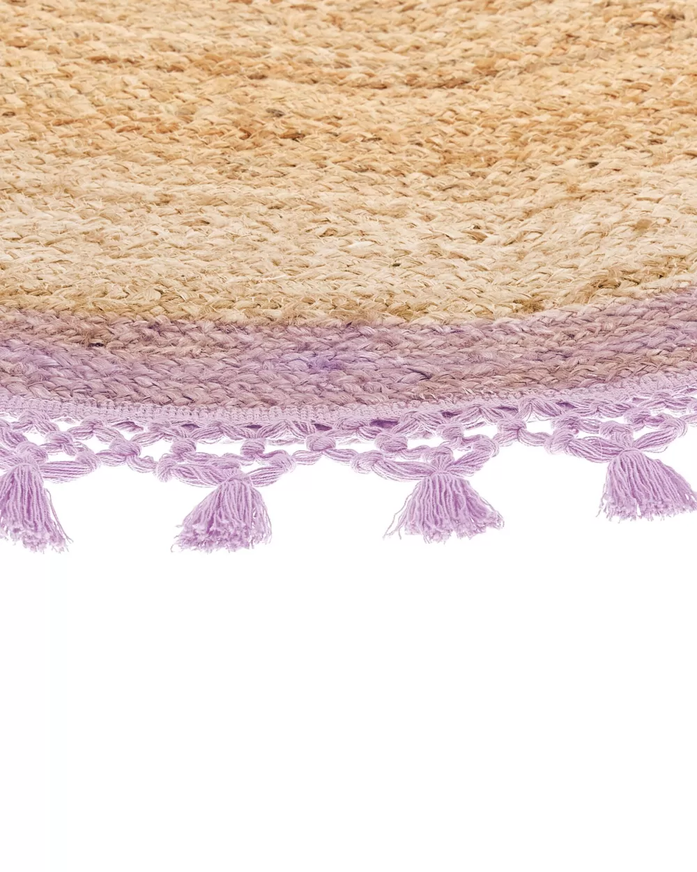 Beliani Tappeto Rotondo Juutti in Tonalità Beige e Viola - Diametro 140 cm per Arredamento Moderno