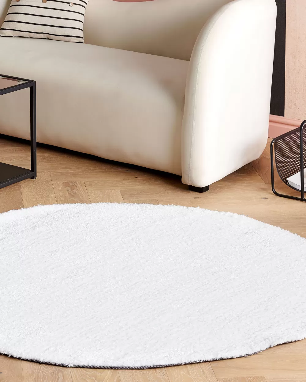 Promozione Beliani - Tappeto circolare in tessuto bianco 140 cm modello Demre