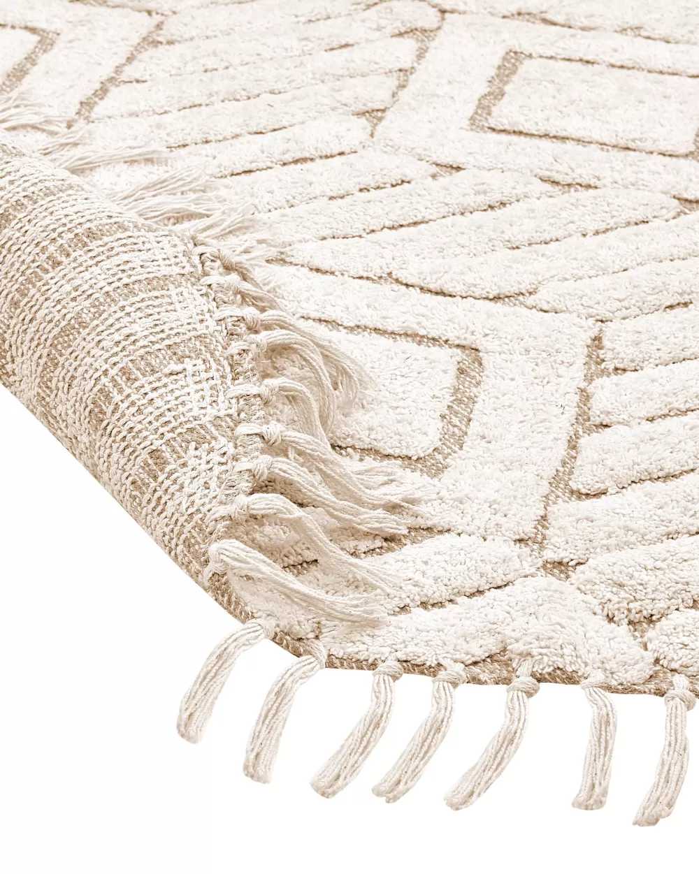 Tappeto Circolare in Cotone Beige Beliani Pyorea 140 cm - Design Elegante Horasan per Ambienti Moderni