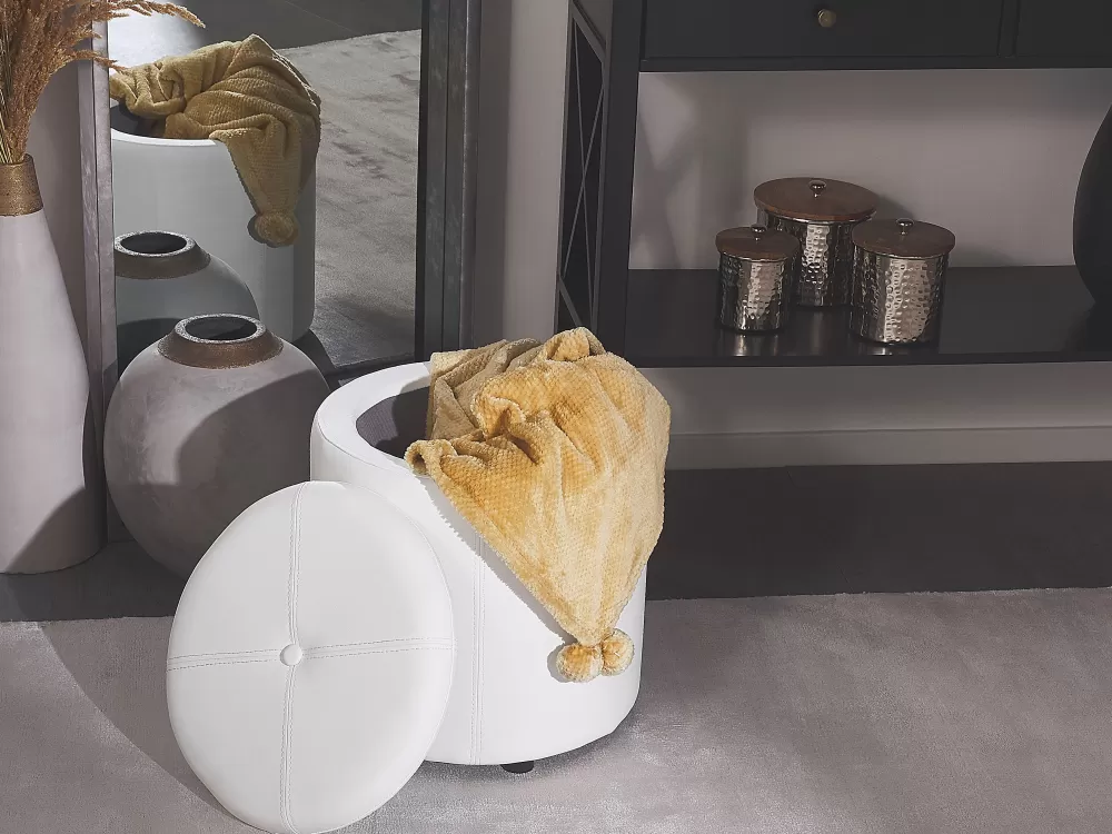 Beliani Rahi - Mensola Organizzatrice in Ecopelle Bianca 38 cm, Design Maryland - Soluzione Compatta per Oggetti Personali