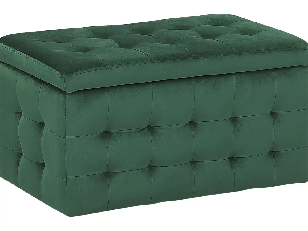 Beliani Rahi Sametti - Contenitore Elegante in Tessuto Verde Scuro per Soggiorno, 72x42 cm, Design Michigan