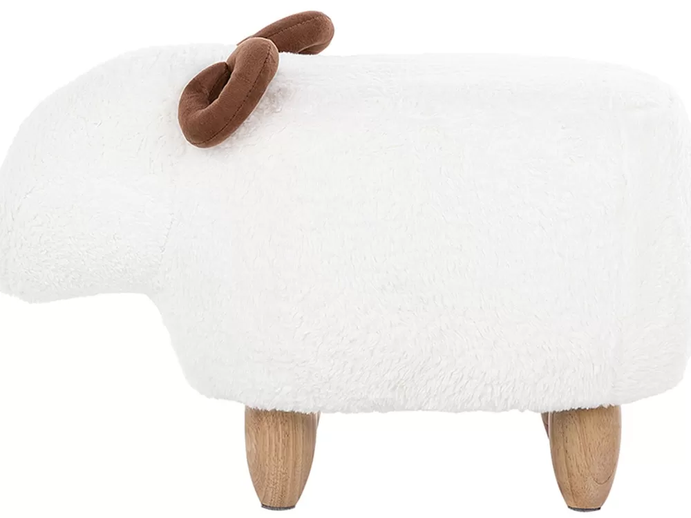 Beliani Rahi Coperta Decorativa in Lana d'Agnello Bianco - Design Moderno per Soggiorno Accogliente