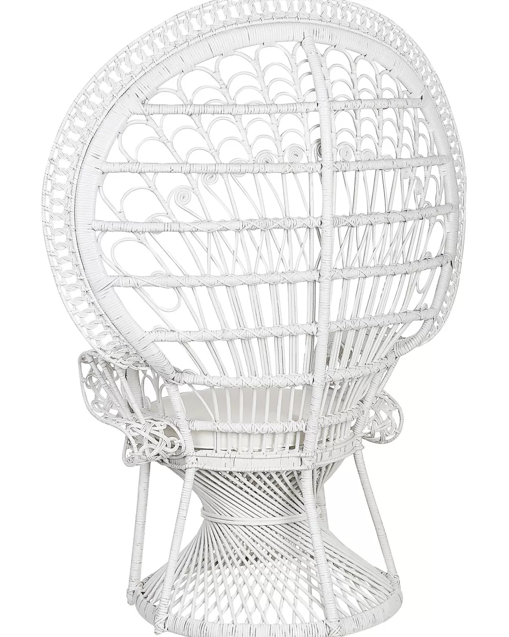 Beliani Sedia Pavone in Vimini Intrecciato Bianco Avorio - Design Elegante con Schienale Decorativo, Stile Classico e Comfort Raffinato per Arredamenti Moderni - Modello Emmanuelle