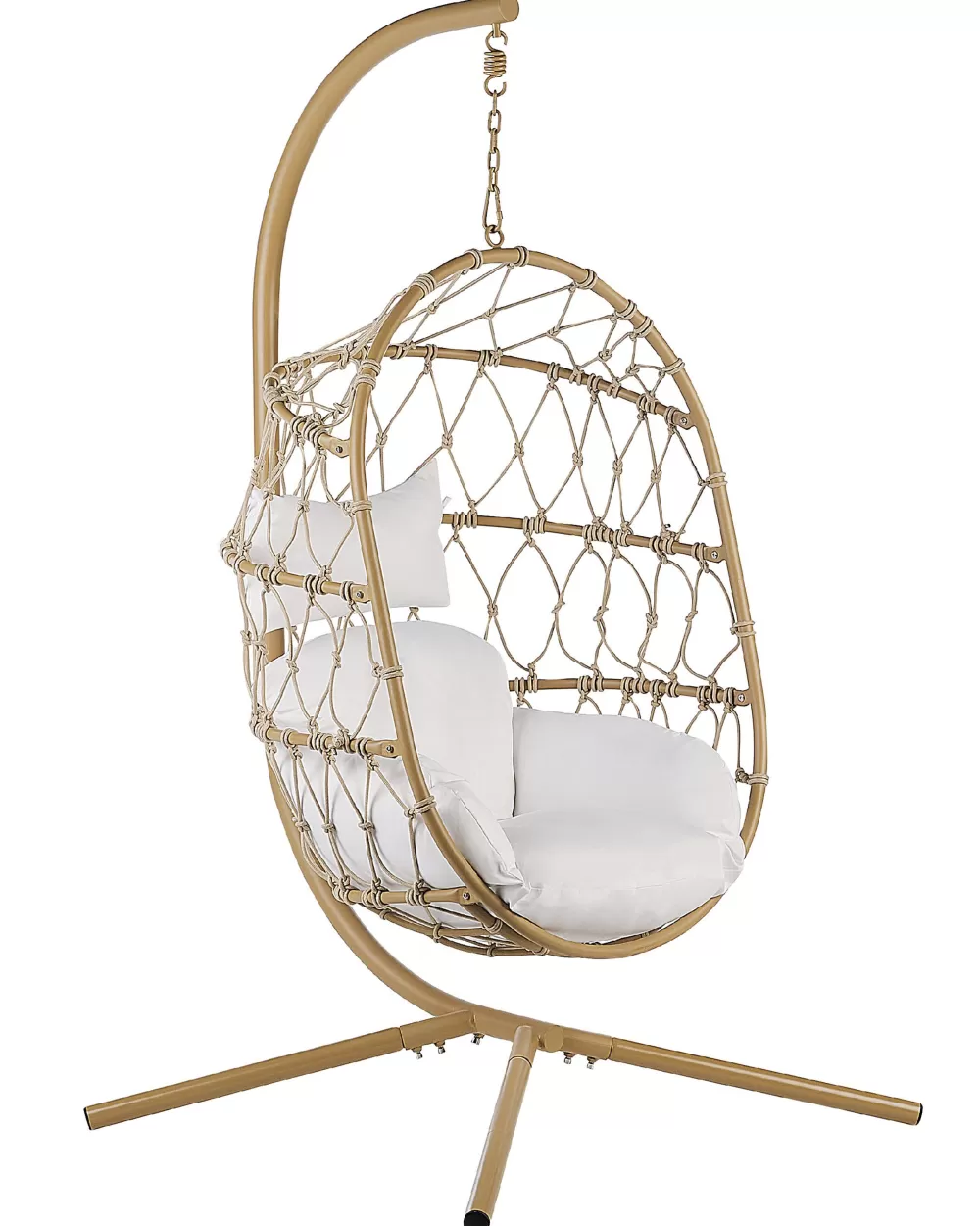Beliani Adria - Sedia Sospesa con Base in Acciaio Beige, Design Moderno per Arredi da Giardino