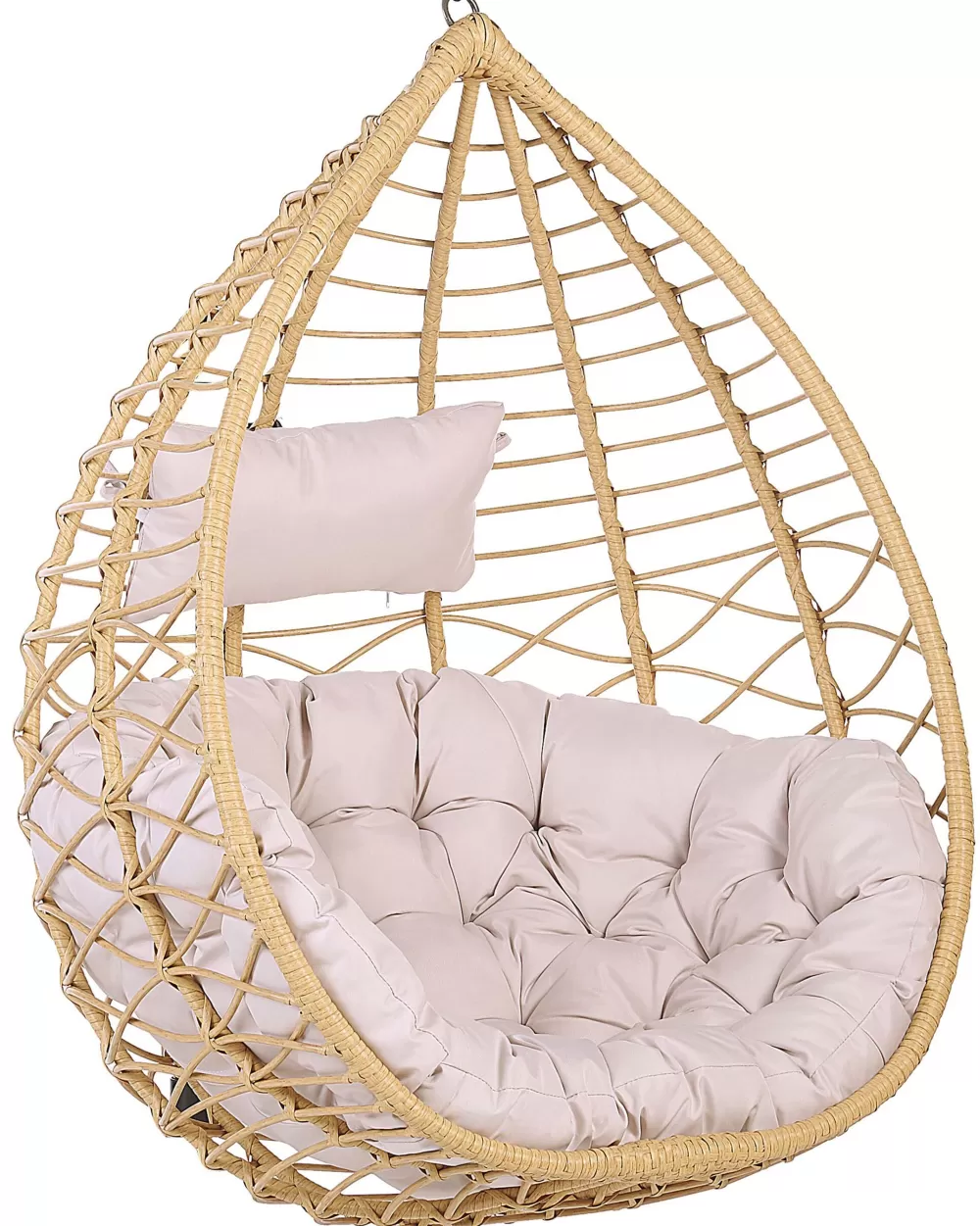 Sedia a dondolo Beliani Arsita in vimini poliestere - Design moderno con tonalità naturali per giardino e interni