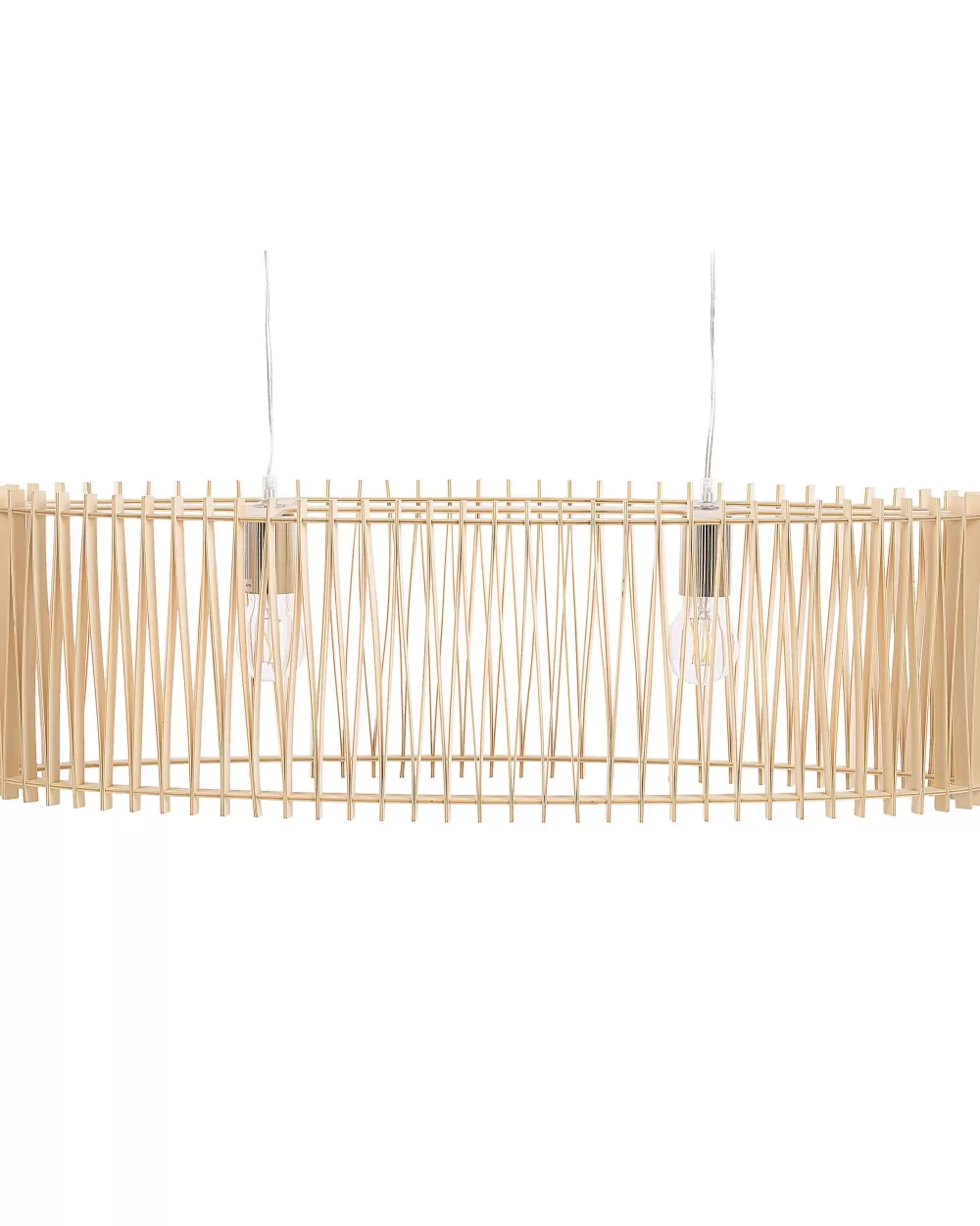 Lampadario Sospeso Beliani Chari - Design Moderno in Legno Chiaro con Doppia Illuminazione