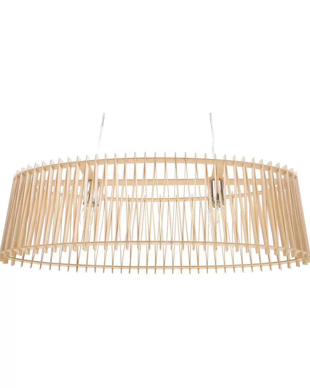 Lampadario Sospeso Beliani Chari - Design Moderno in Legno Chiaro con Doppia Illuminazione