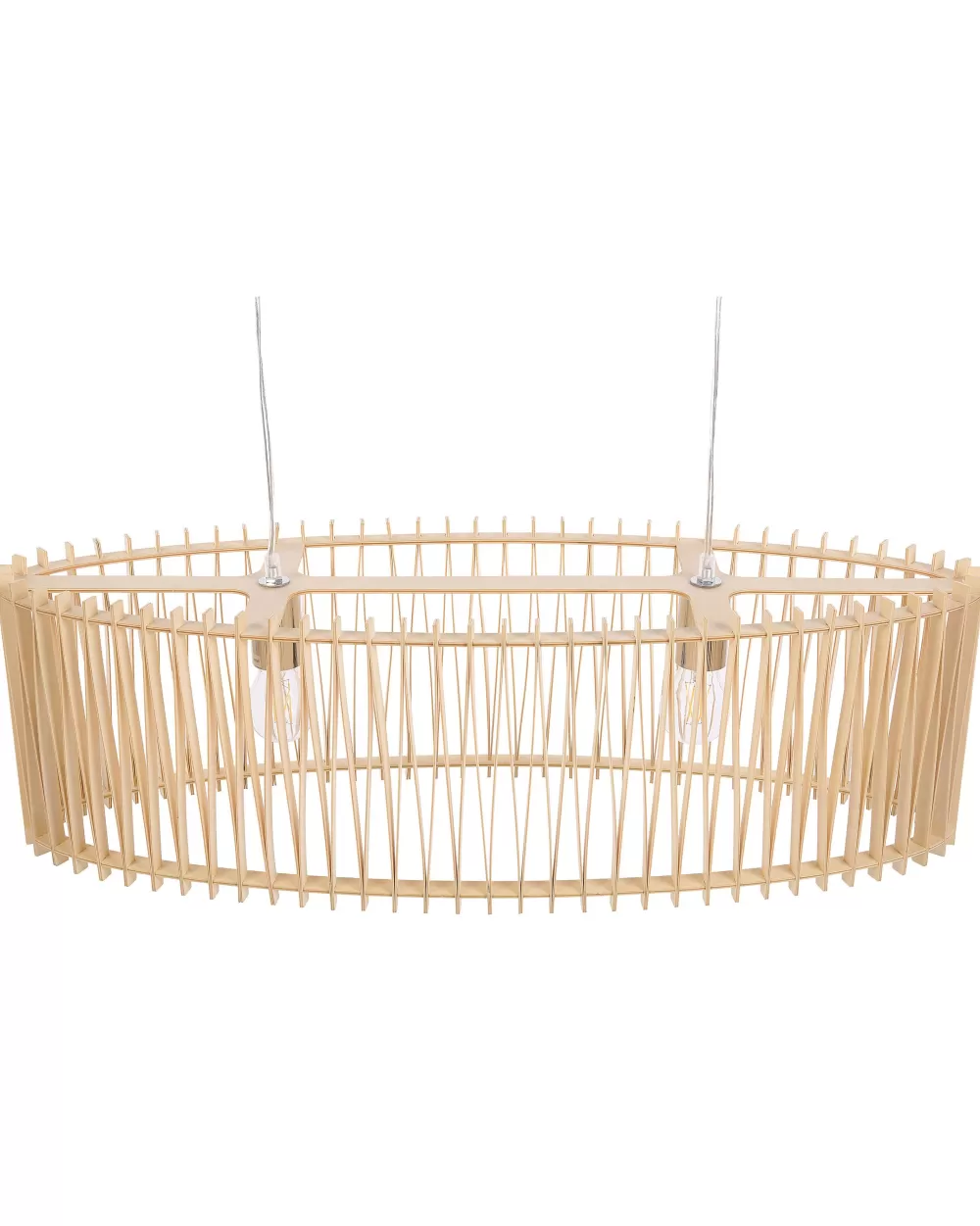 Lampadario Sospeso Beliani Chari - Design Moderno in Legno Chiaro con Doppia Illuminazione