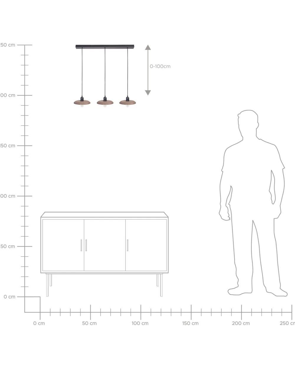 Lampada a Sospensione Beliani Manjeera - 3 Luci con Design in Legno di Mango Scuro per Ambienti Moderni