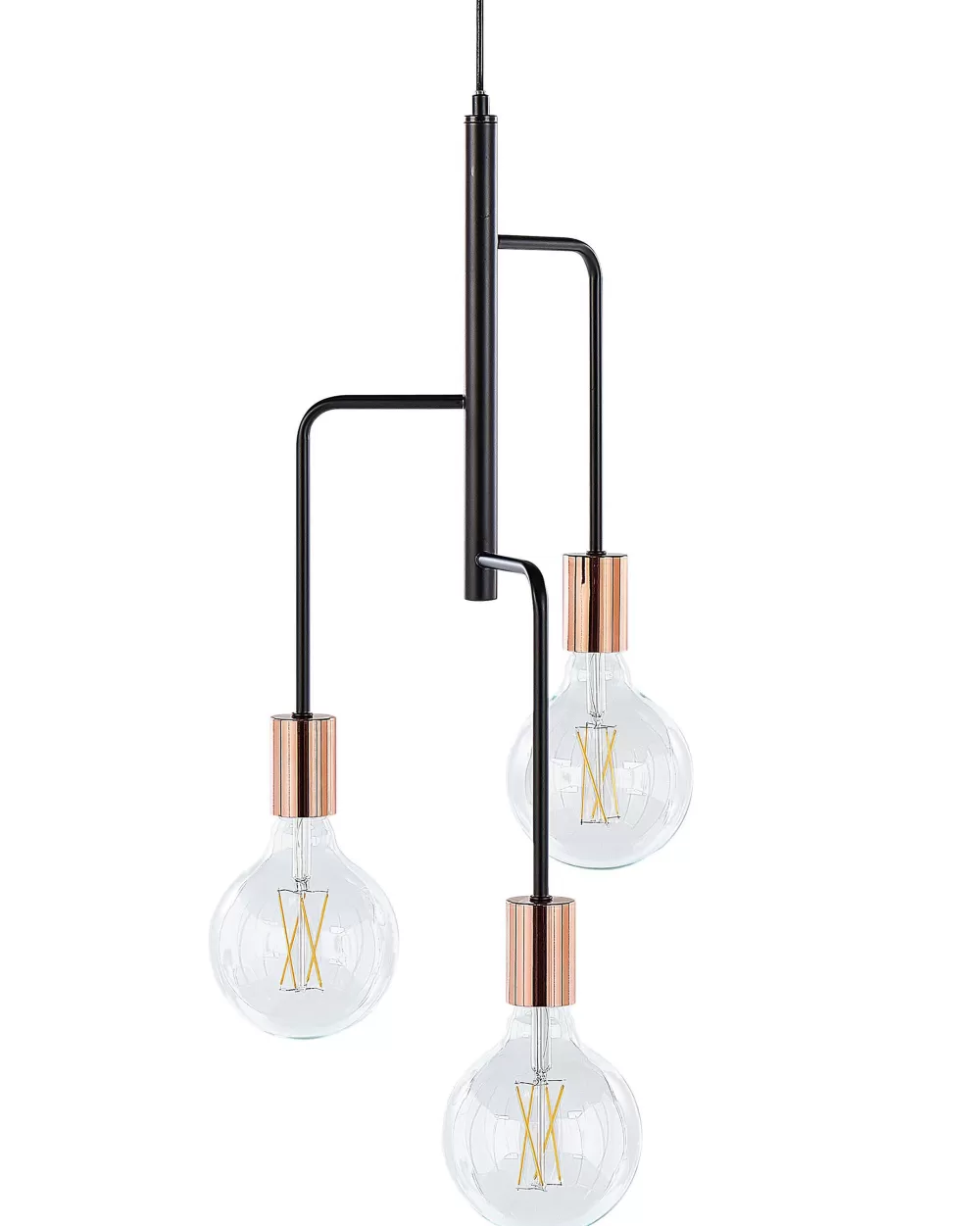 Lampada a sospensione Beliani - Tre luci moderne in metallo opaco nero, design Bogna