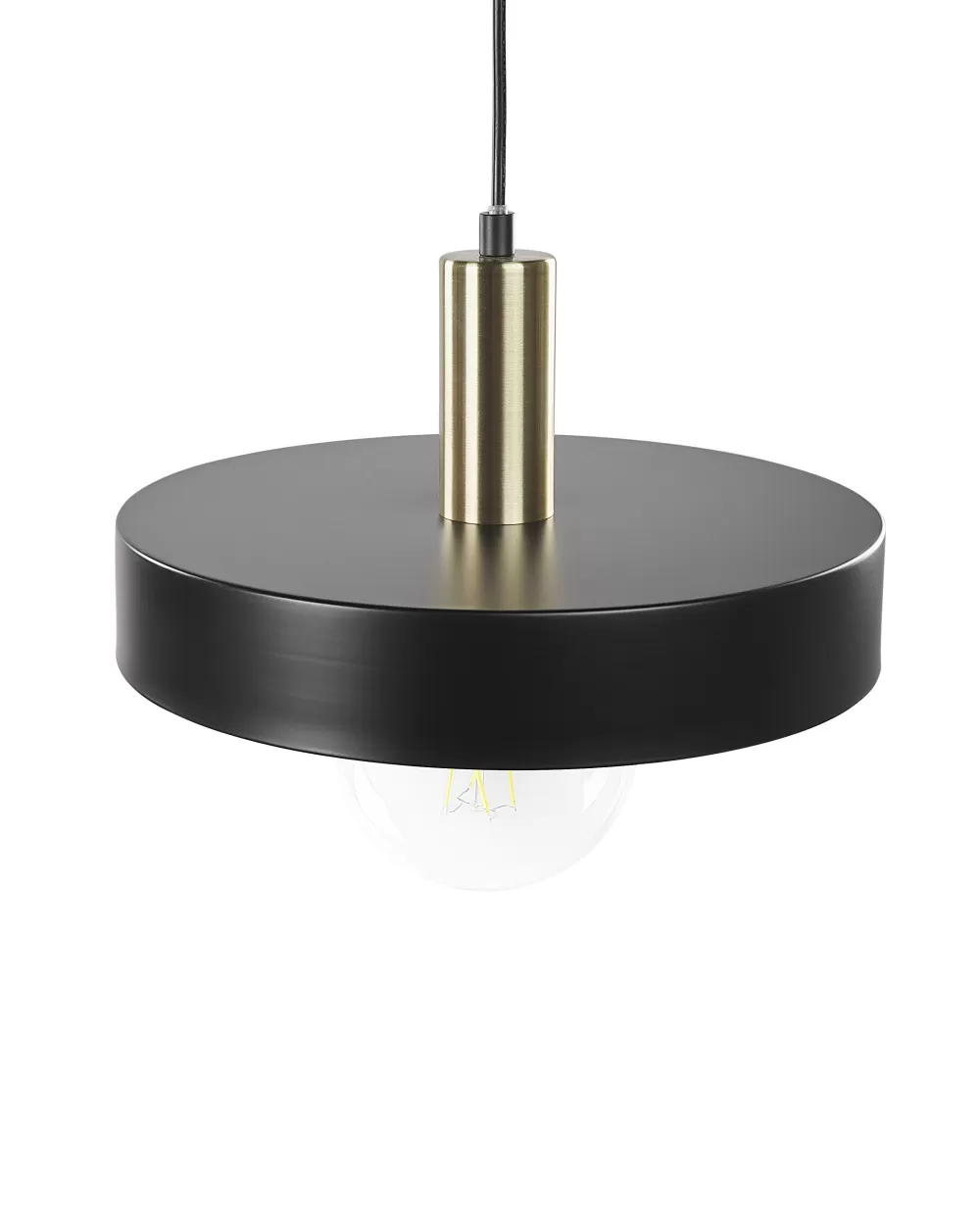 Lampadario a Sospensione Moderno con 3 Luci - Design Beliani in Metallo Opaco Nero, Stile Harena
