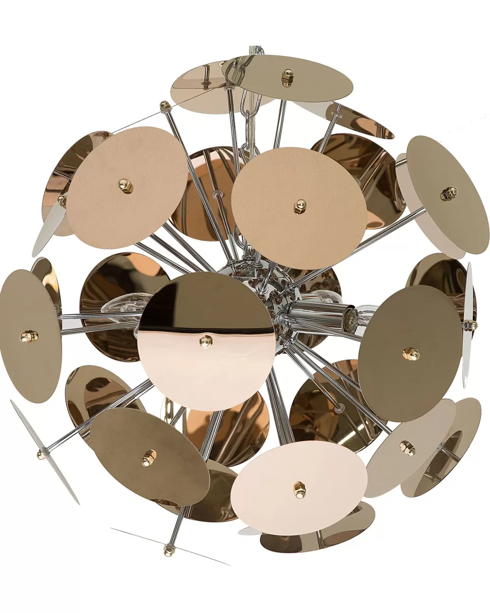 Lampadario sospeso Beliani a 4 luci - Design Zambezi in acciaio inossidabile con inserti ramati, rapporto qualità-prezzo ottimale per ambienti moderni