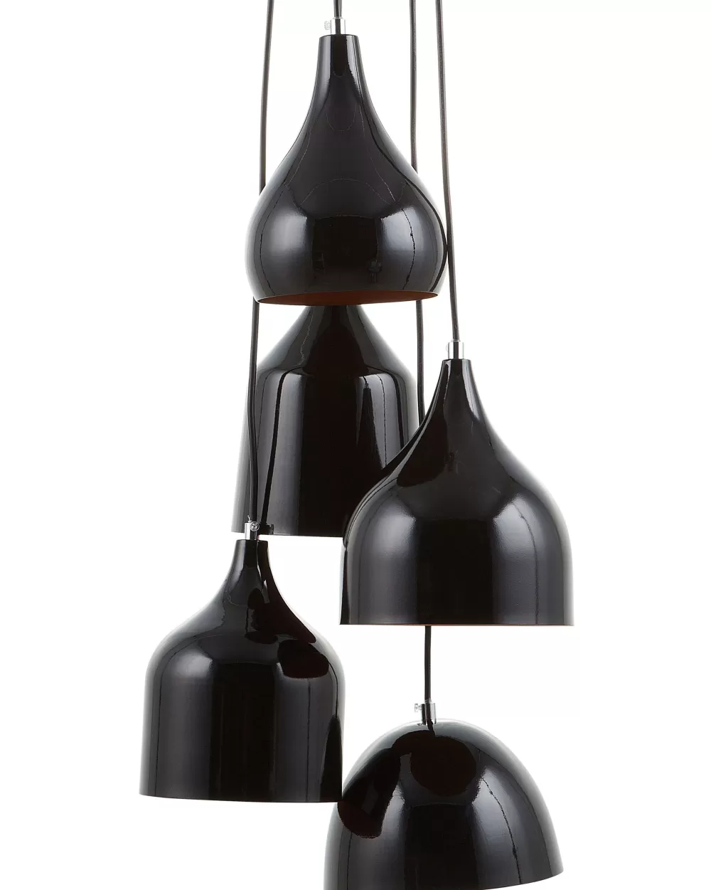 Lampada a Sospensione Moderna Beliani - 5 Luci in Metallo Nero, Design Elegante Savio