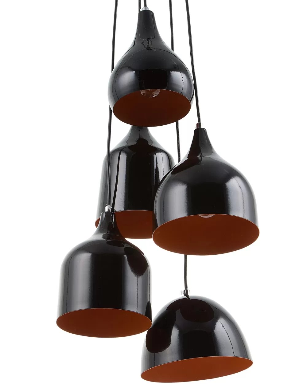 Lampada a Sospensione Moderna Beliani - 5 Luci in Metallo Nero, Design Elegante Savio