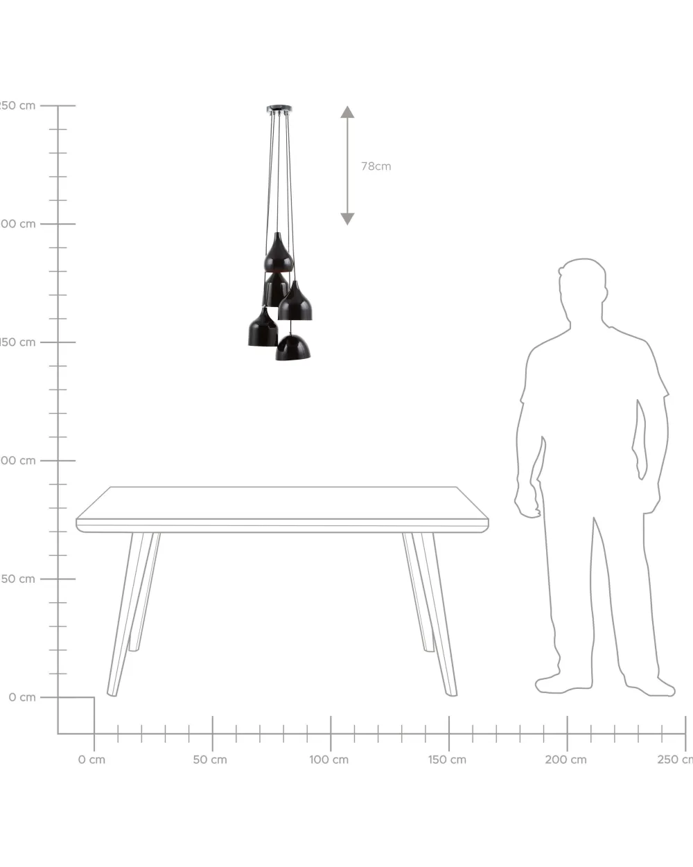 Lampada a Sospensione Moderna Beliani - 5 Luci in Metallo Nero, Design Elegante Savio