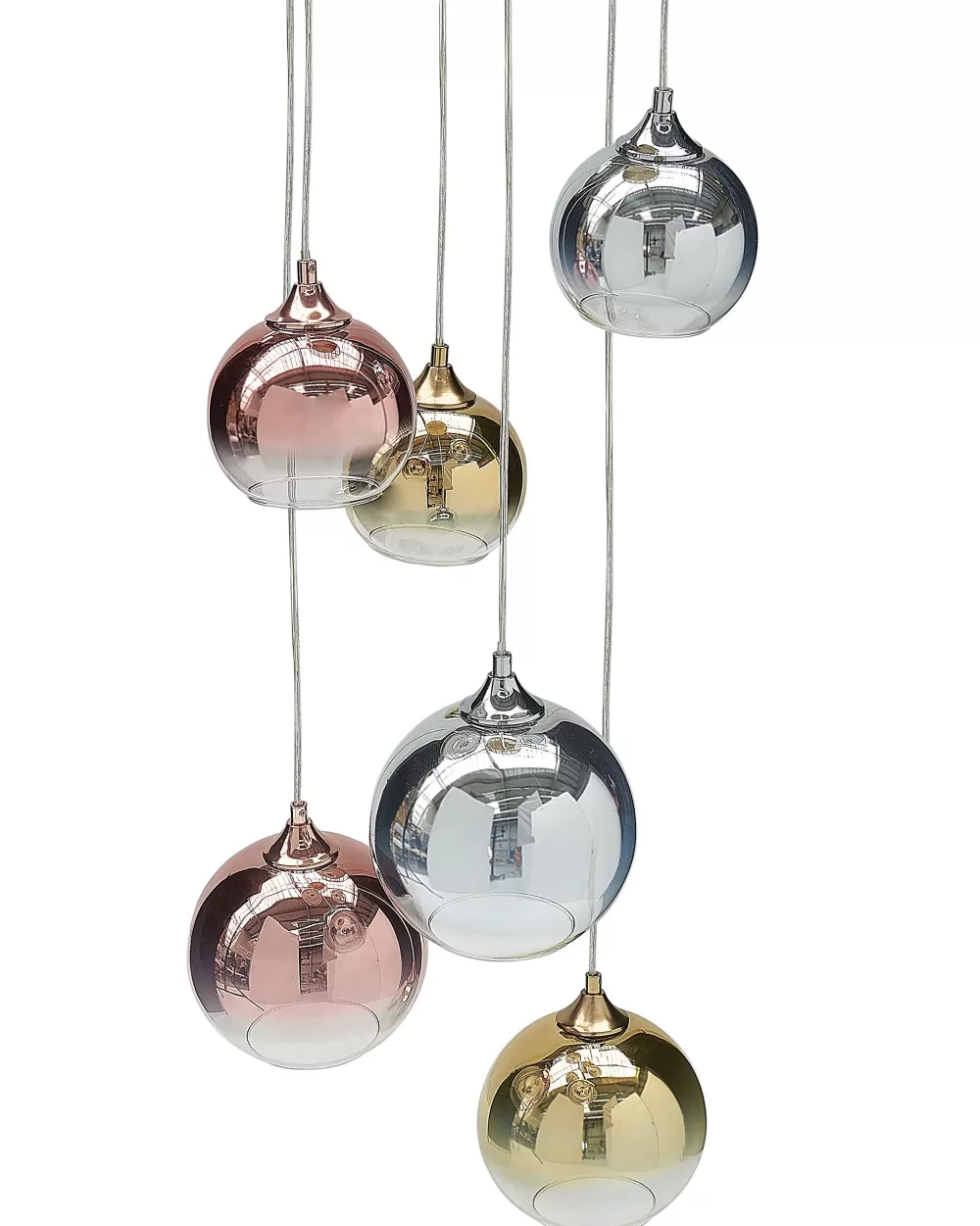 Lampadario Sospeso Beliani Design Moderno con 6 Luci e Rifiniture in Vetro - Illuminazione Elegante Monivarinen Tooma in Promozione