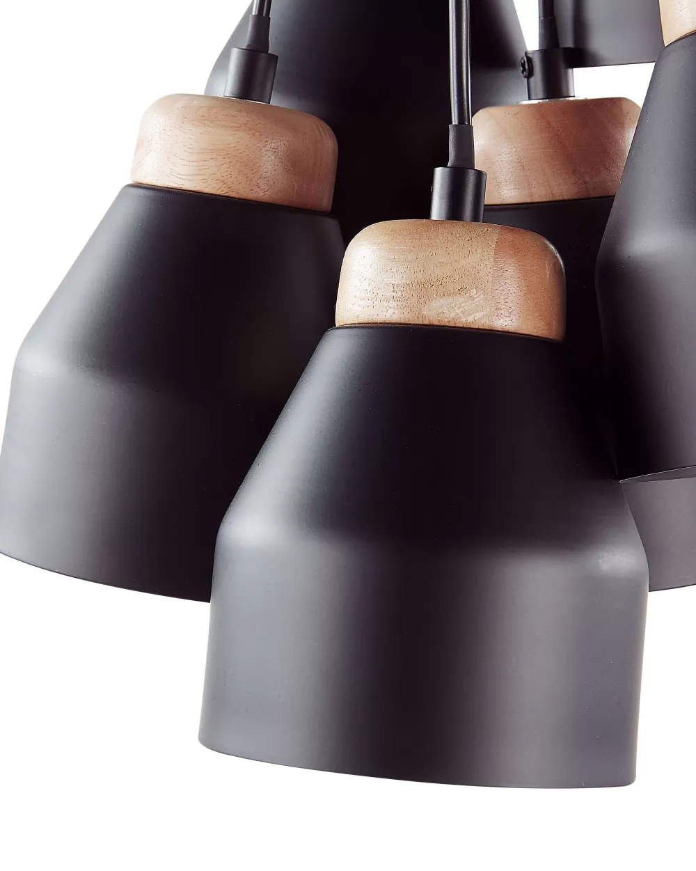 Lampada a sospensione Beliani 6 luci - Design moderno in metallo opaco nero con rifiniture a cestello