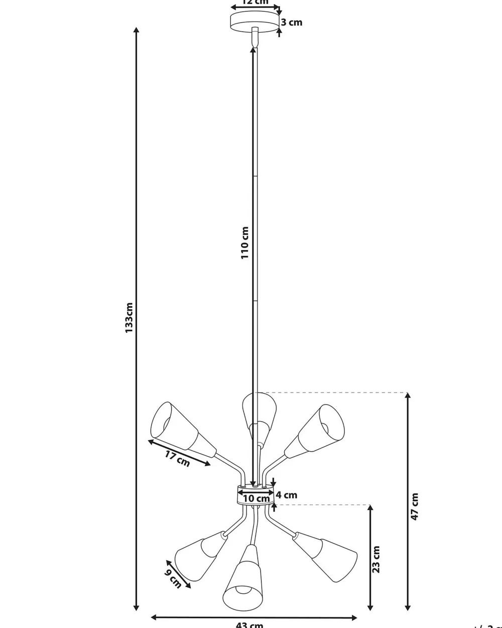 Lampadario Beliani Aroyo a 6 luci in metallo, finitura elegante bianco lucido e oro - Ideale per arredamento moderno