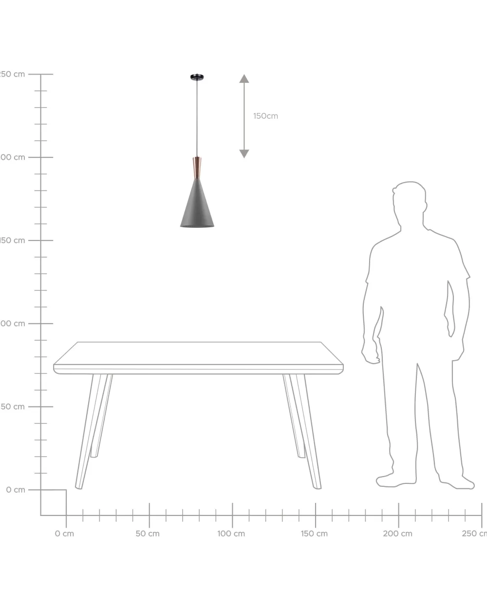 Lampada a Sospensione Beliani Tagus in Alluminio - Finitura Grigio Antracite con Dettagli Rame - Design Moderno per Interni - Disponibile Online