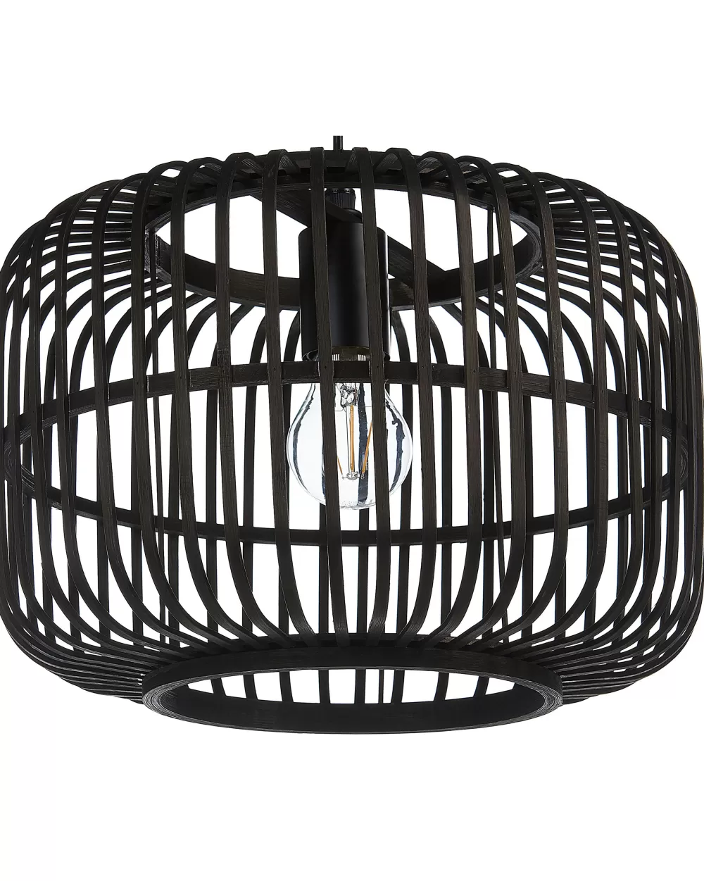 Lampada a Sospensione in Bambù Beliani - Design Moderno con Materiali Naturali, Ideale per Soggiorno o Cucina, Finitura Opaca Nera