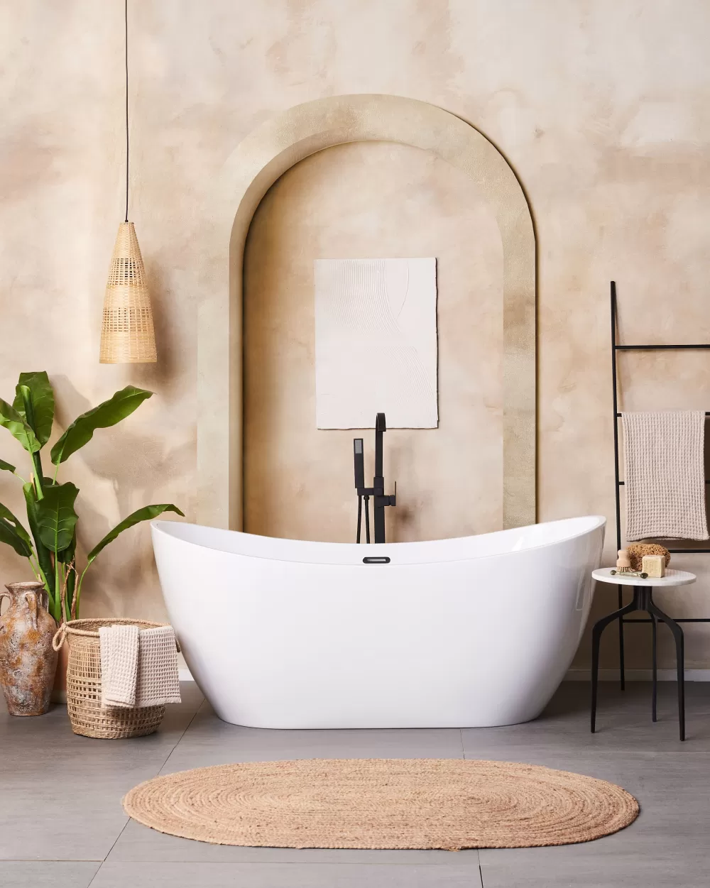 Sospensione in Bambù e Legno Chiaro Beliani - Lampada Moderna con Design Naturale per Interni Accoglienti