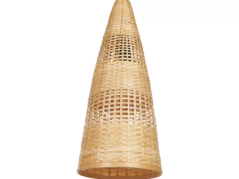 Sospensione in Bambù e Legno Chiaro Beliani - Lampada Moderna con Design Naturale per Interni Accoglienti