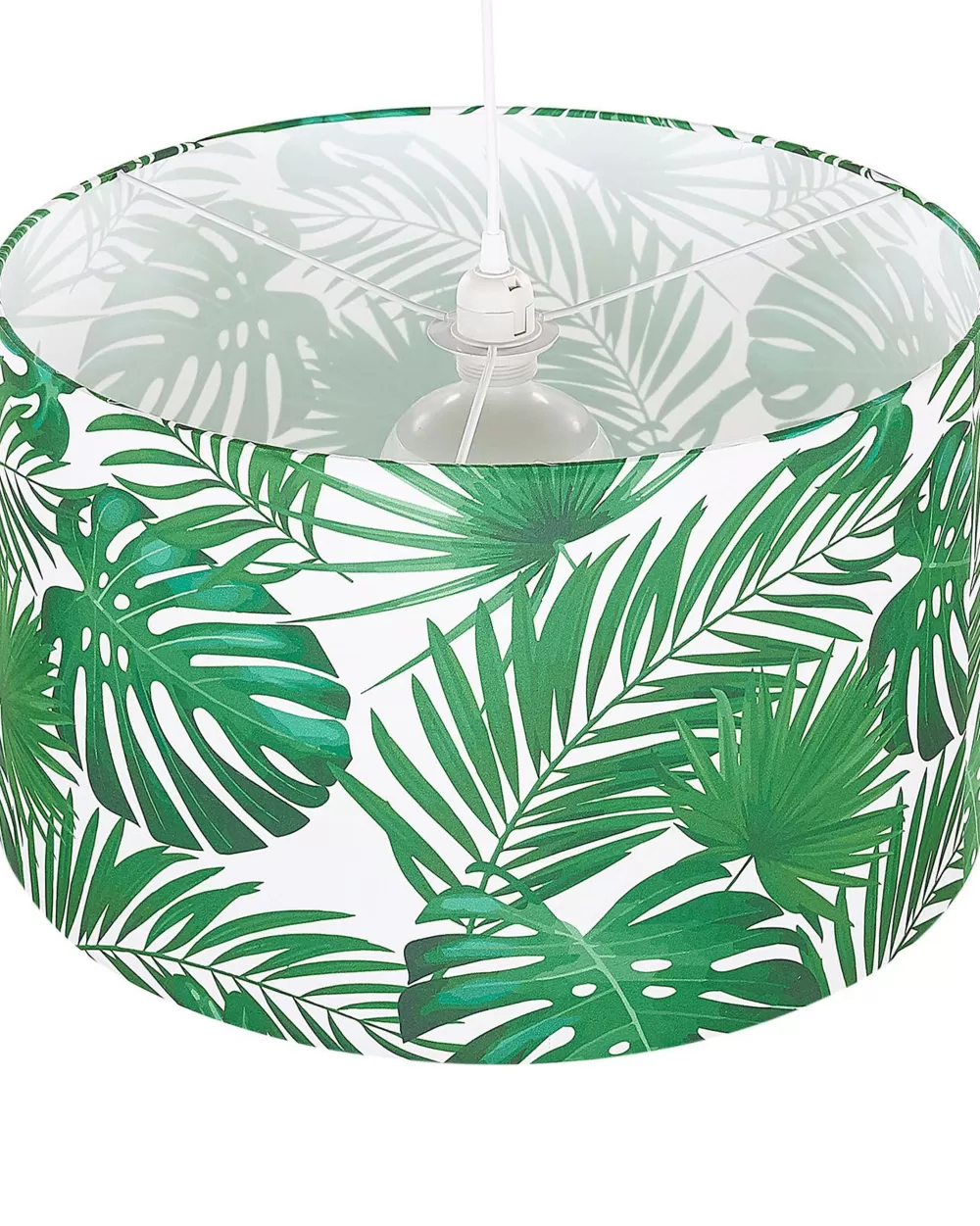 Lampada a Sospensione Beliani Kells per Bambini - Tenda in Tessuto Bicolore Bianco e Verde con Design Naturale