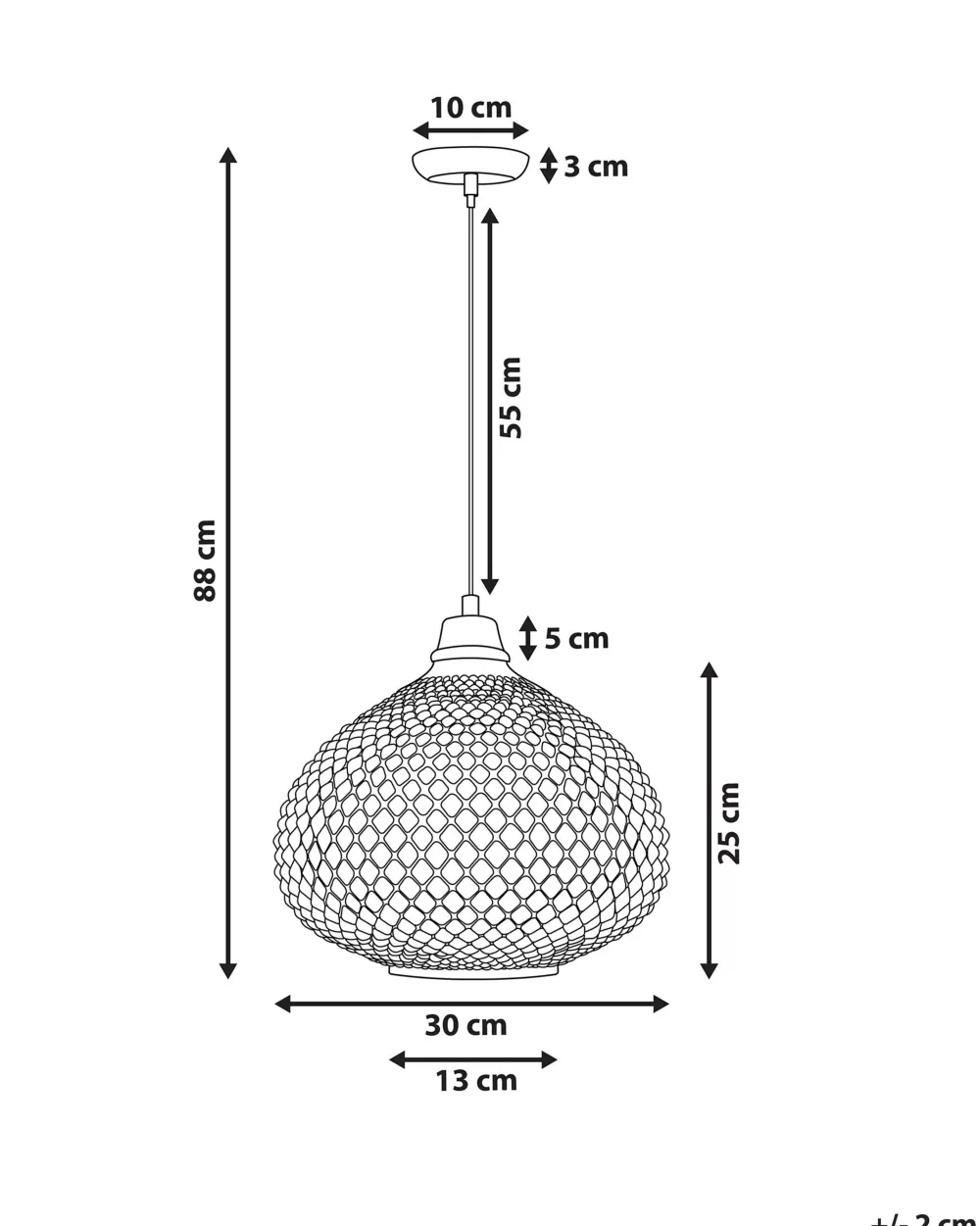 Lampada a Sospensione Beliani in Vetro Dorato - Design Moderno con Rifiniture Madon per Arredamento Elegante
