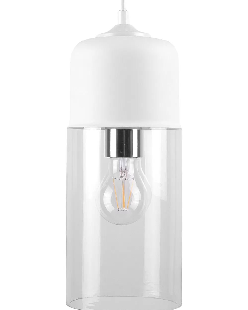 Lampada a Sospensione Beliani Moderna con Paralume in Vetro Opaco - Design Elegante per Interni | Bianco Puro | Collezione Purus
