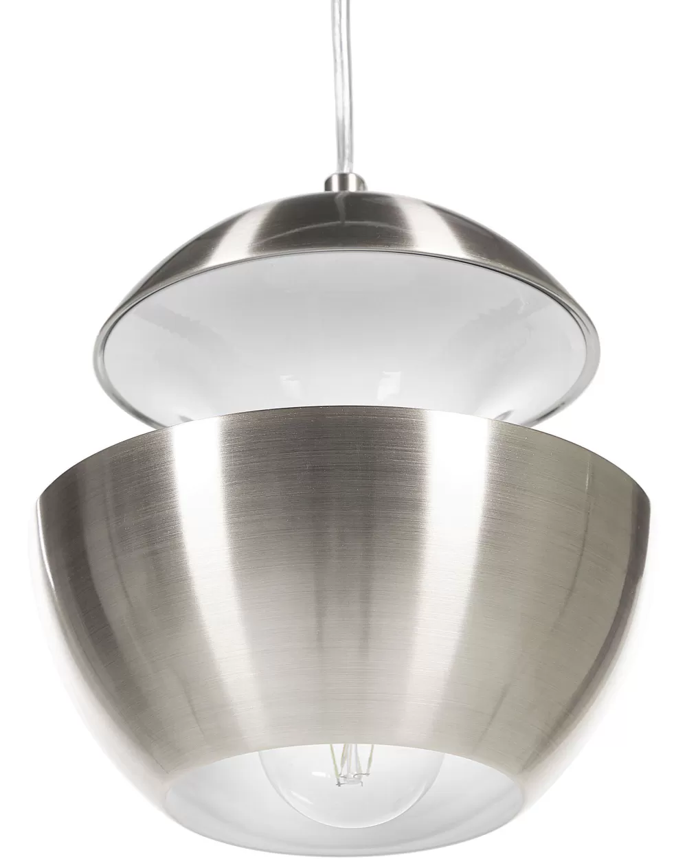 Beliani Bojana - Lampada Sospesa Moderna in Metallo Lucido Argento
