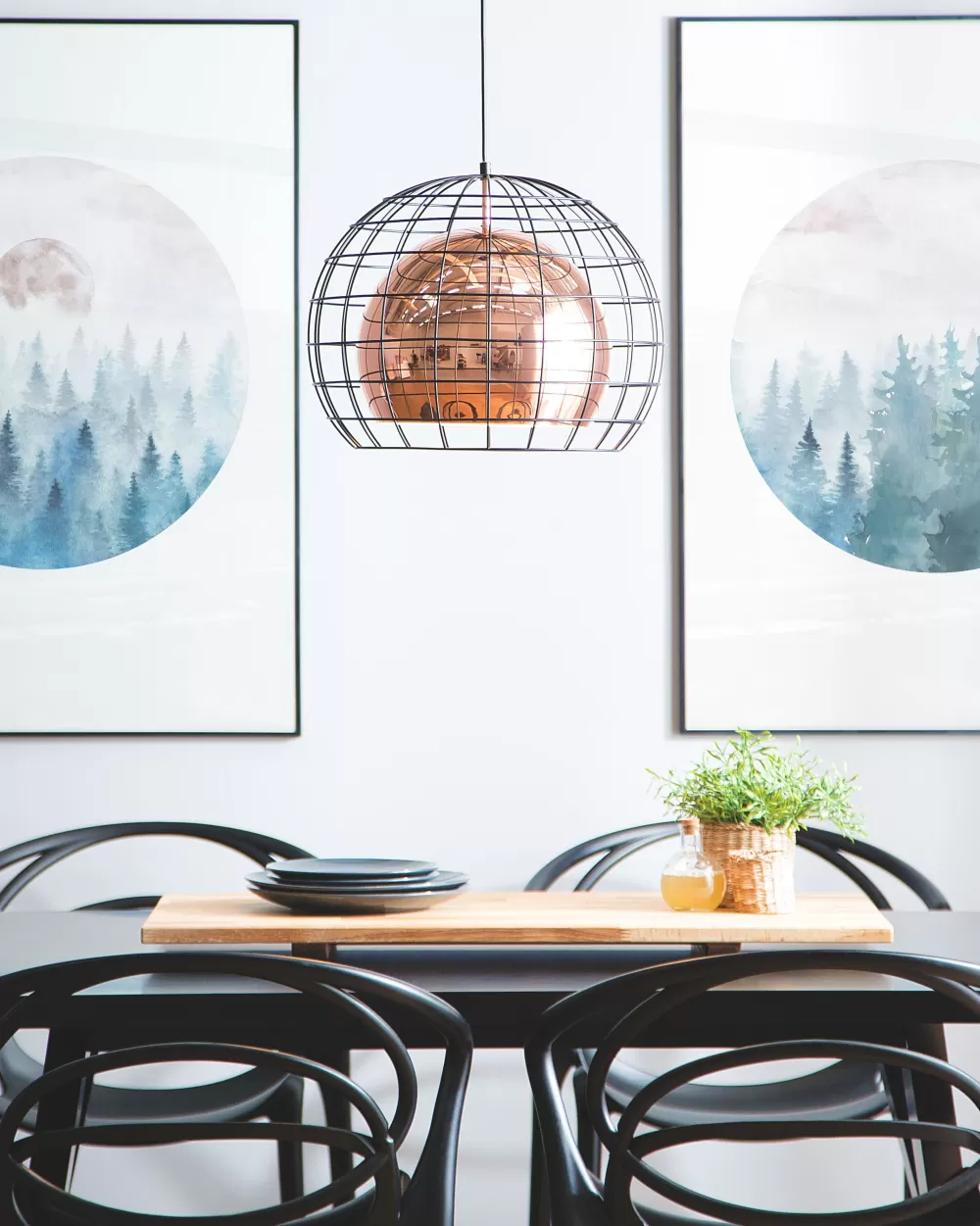 Beliani Lampadario a Sospensione Industriale - Design in Metallo Rame Ossidato con Rifiniture Nero Opaco, Modello Liri