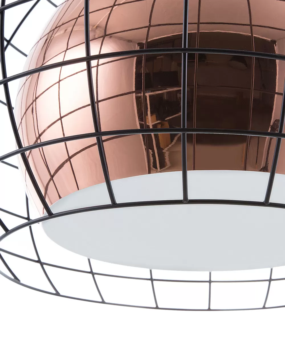 Beliani Lampadario a Sospensione Industriale - Design in Metallo Rame Ossidato con Rifiniture Nero Opaco, Modello Liri