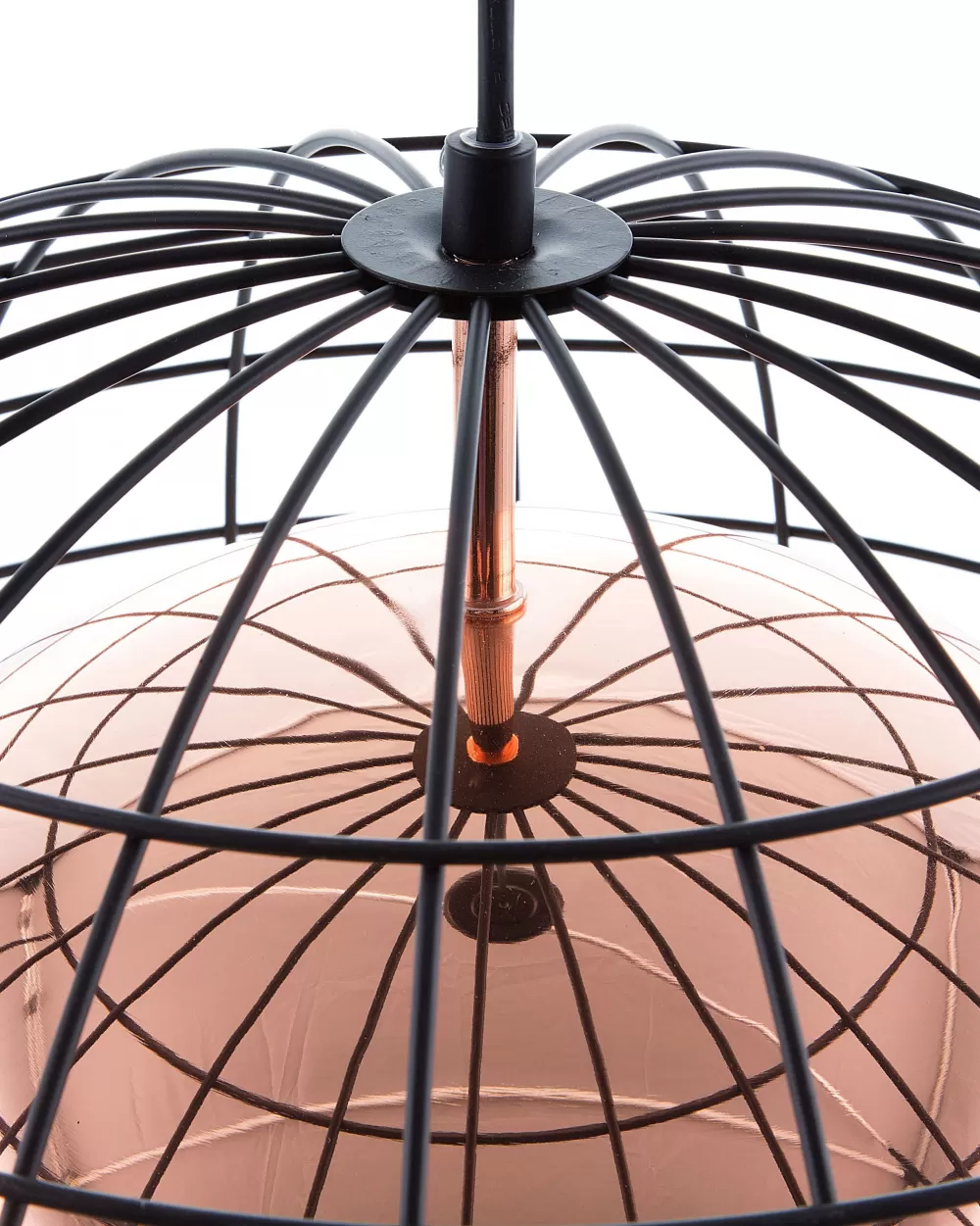 Beliani Lampadario a Sospensione Industriale - Design in Metallo Rame Ossidato con Rifiniture Nero Opaco, Modello Liri