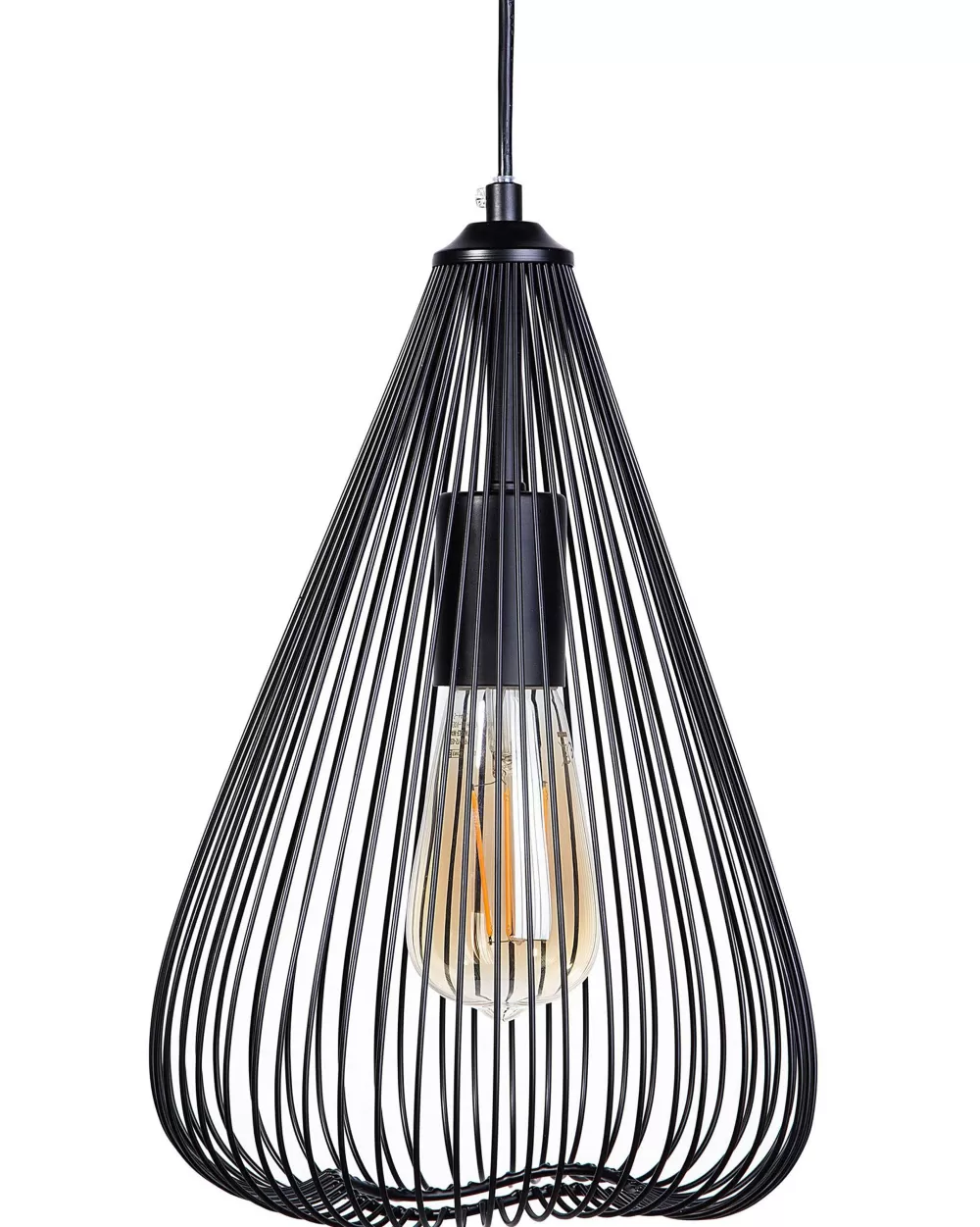 Beliani Conca - Lampadario Moderno a Sospensione in Metallo con Design Minimalista, Nero Opaco per Ambienti Eleganti
