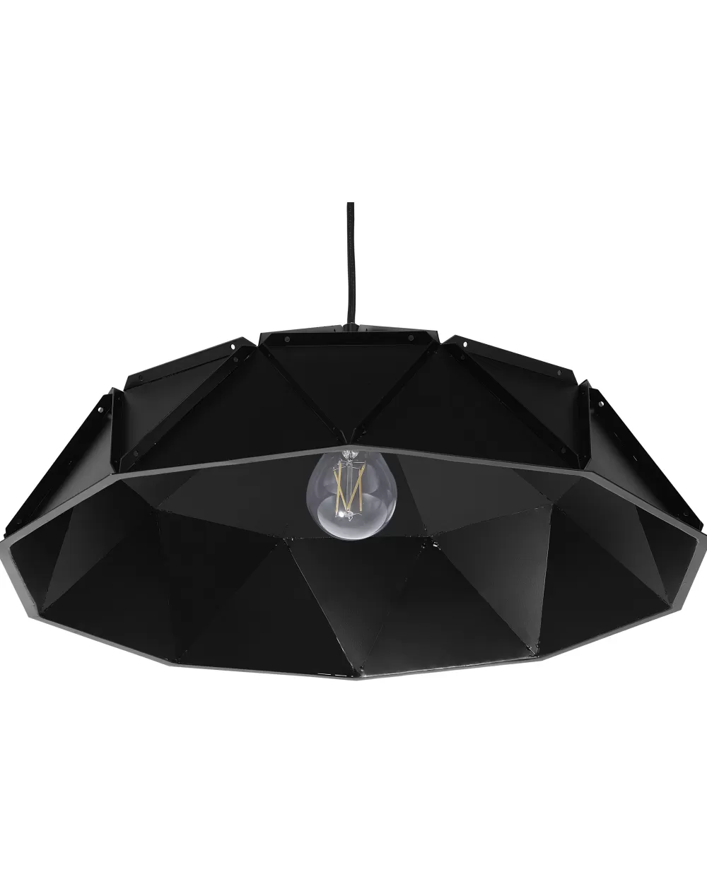 Beliani Senia - Lampada a Sospensione Moderna in Metallo Verniciato Nero Opaco con Design Elegante per Illuminazione d'Atmosfera Contemporanea