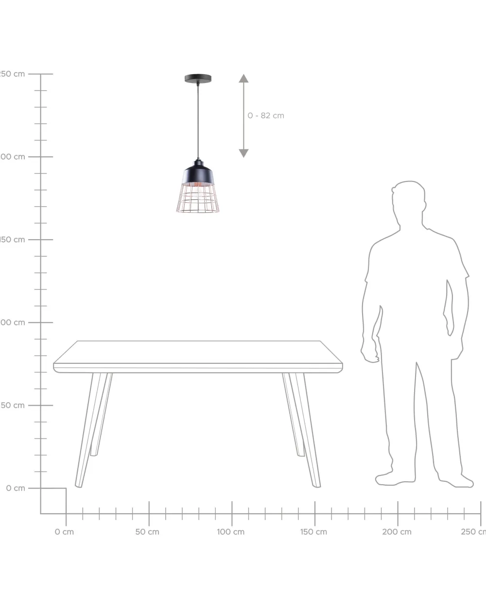 Lampada pendente moderna Beliani in metallo con finitura bicolore nero opaco e dettagli ramati - Ideale per arredamenti contemporanei