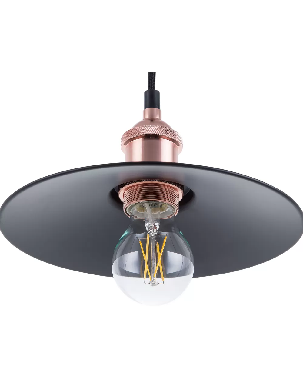 Lampada a Sospensione Moderna in Metallo - Set da 3, Finitura Nera e Rame, Design Compatto Beliani Swift