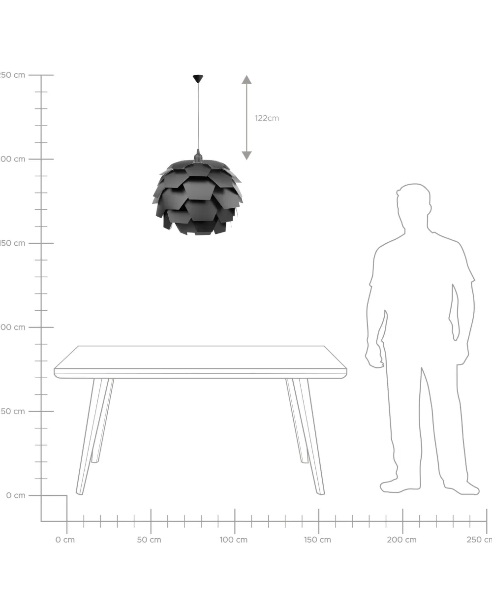 Beliani - Lampadario Sospeso Moderno in Plastica Opaca, Nero Assoluto, Ideale per Soggiorno o Cucina, Modello Segre (Grandi Dimensioni)