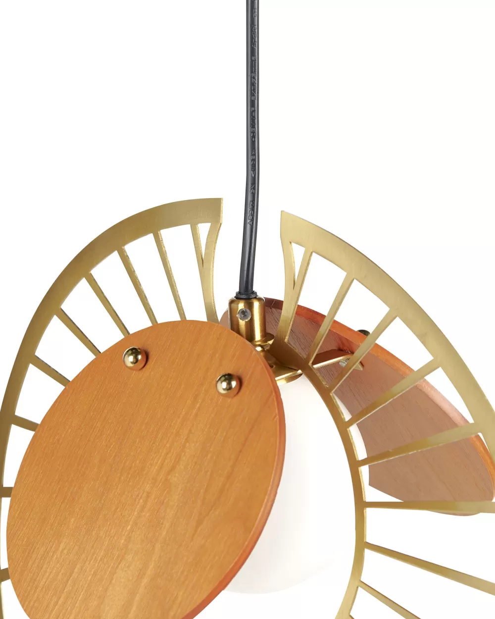 Lampada a sospensione Bargo in metallo dorato e legno chiaro - Design moderno Beliani