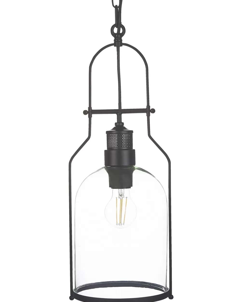 Beliani - Lampada a sospensione in ferro battuto con stile industriale, finitura opaca nera - Modello Bashilo