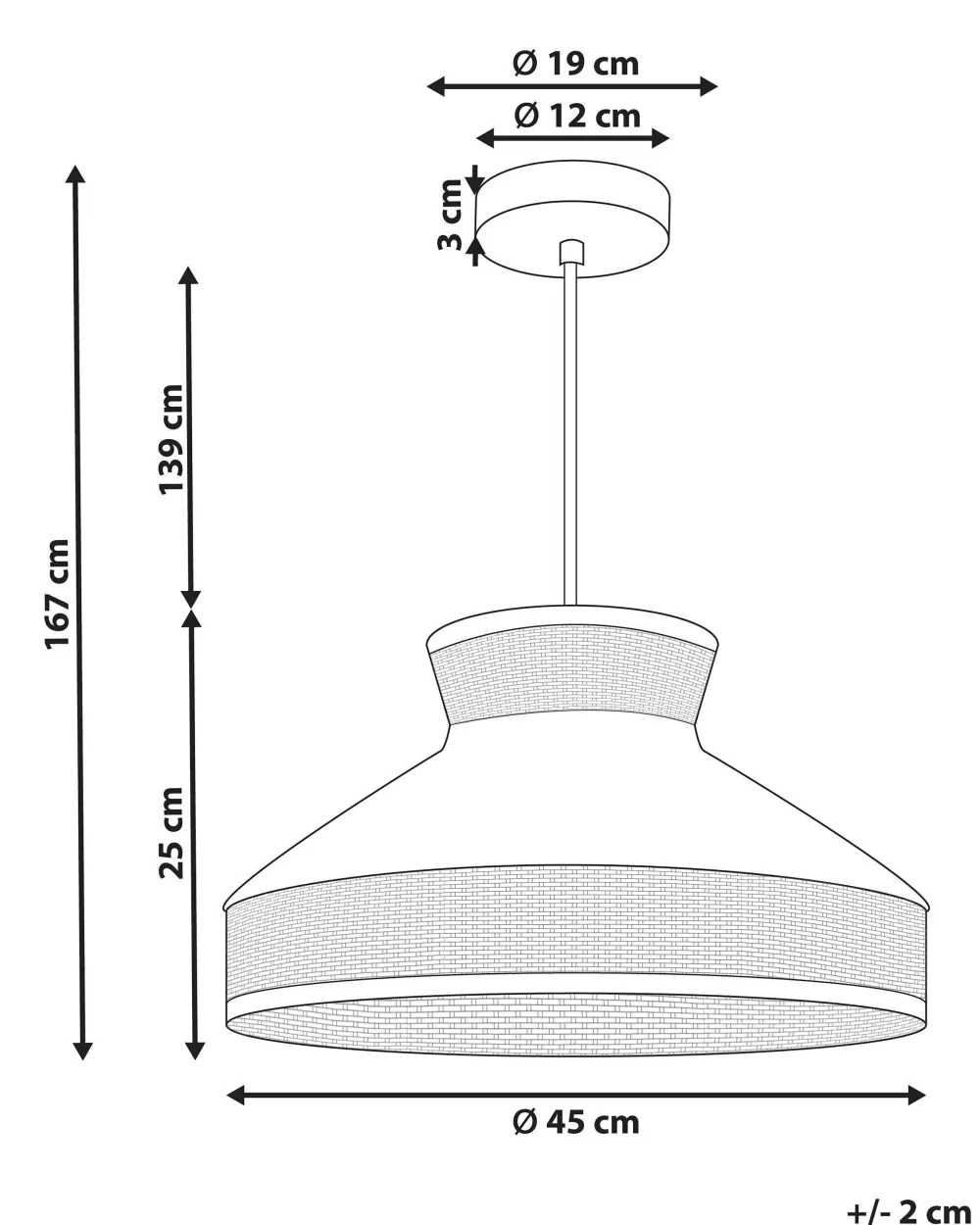 Lampada sospesa Beliani Rottinki - Doppia finitura giallo senape e naturale con dettagli in corda - Modello Batali