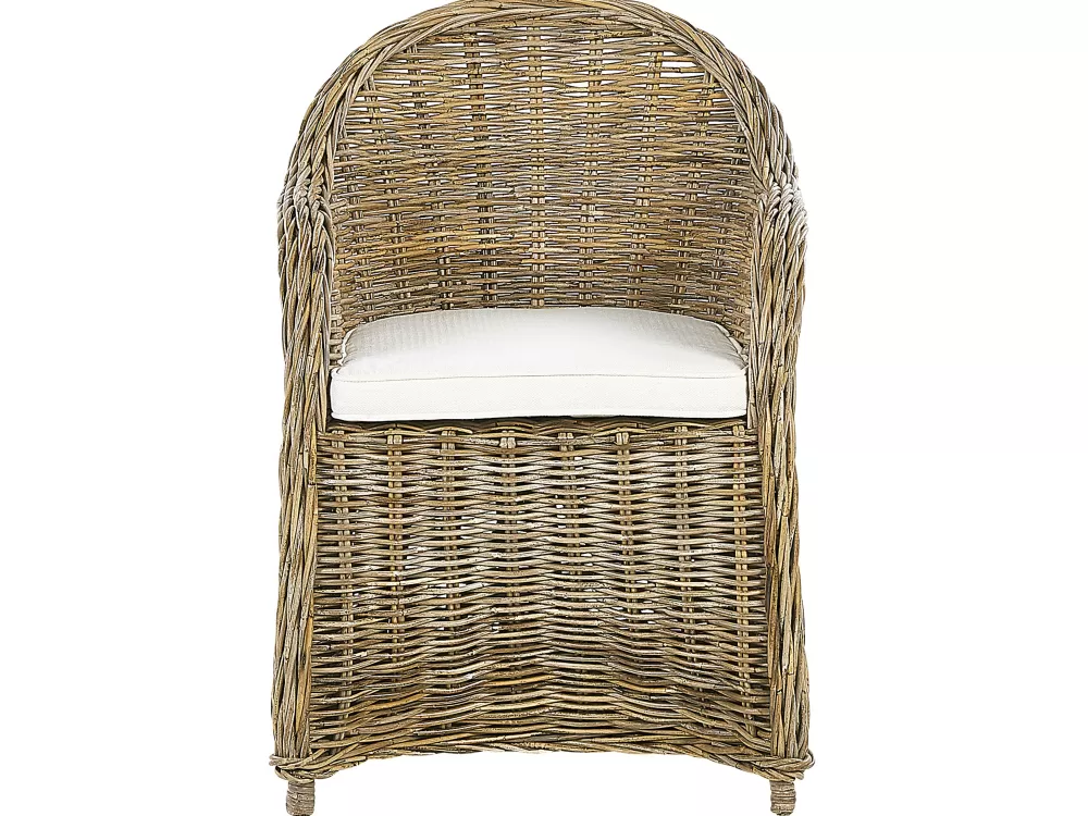 Beliani Set Rottini Elegante - Completo da Esterno 6 Posti in Rattan Naturale per Giardino, Terrazzo e Patio