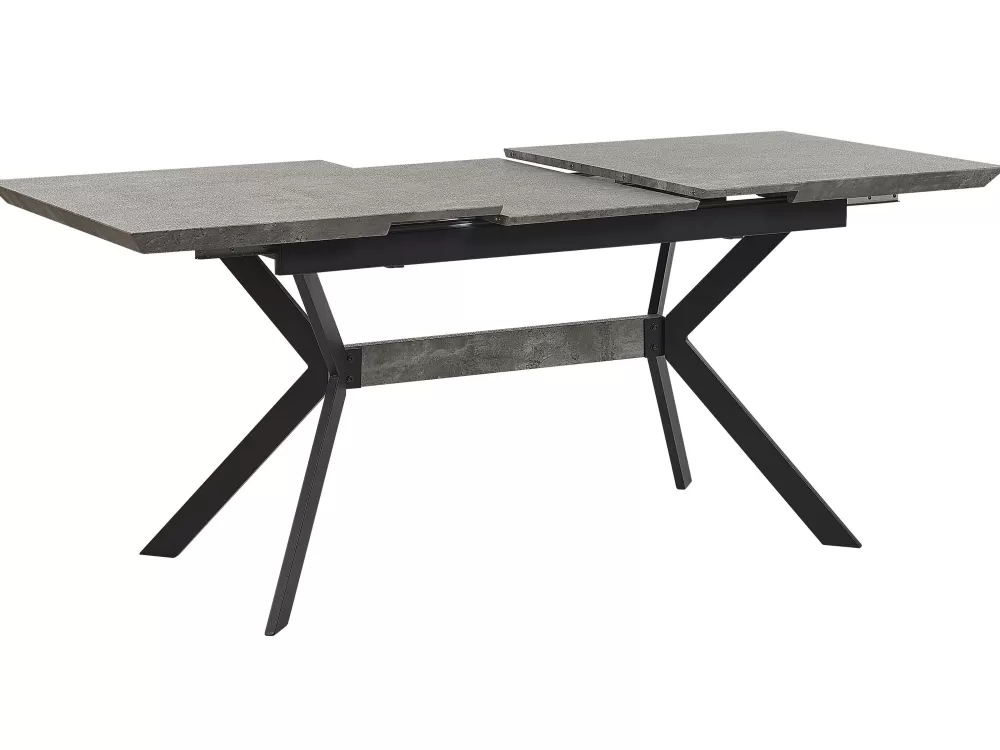 Tavolo da Pranzo Estendibile Benson di Beliani: Design Moderno e Funzionalità per la Tua Sala da Pranzo. Disponibile in Grigio Antracite e Nero Opaco, Dimensione Regolabile 140-180 cm x 80 cm.