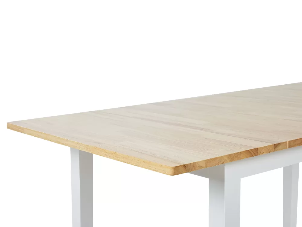 Beliani Tavolo da Pranzo Estensibile in Legno di Gomma - Design Elegante, Colore Chiaro/Bianco, Dimensioni Regolabili 120-150 x 75 cm, Modello Houston