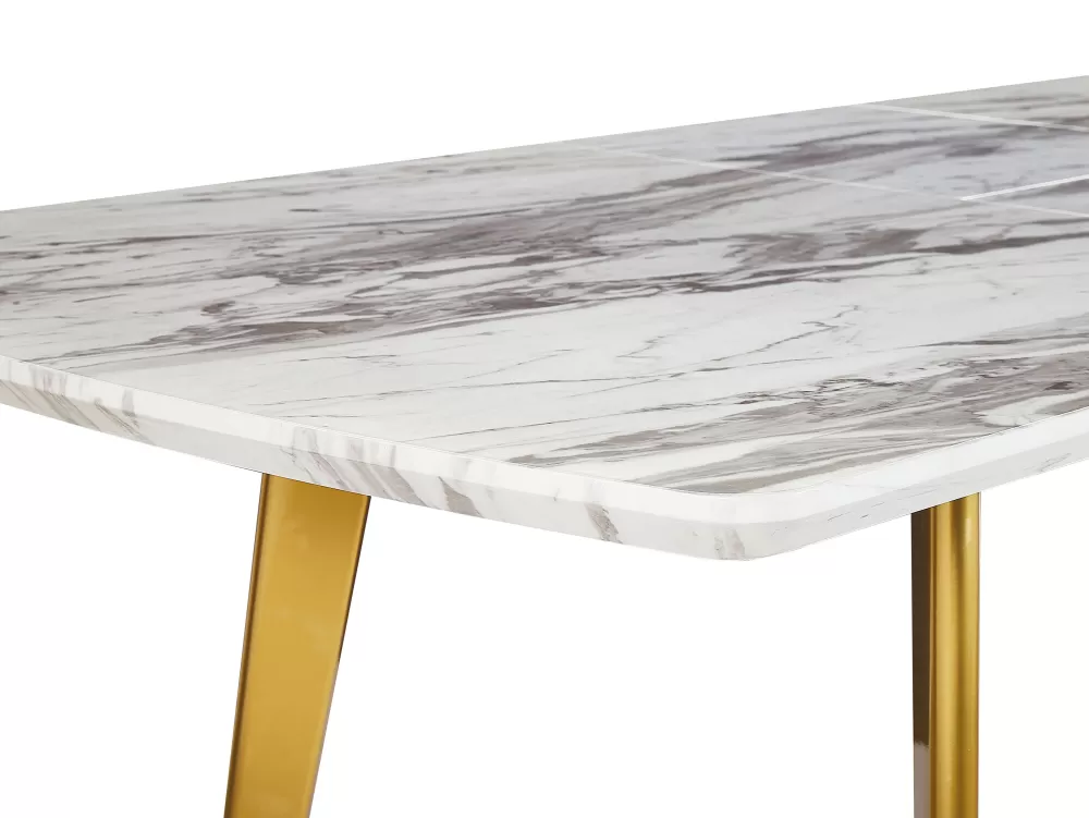 Beliani Tavolo da Pranzo Estendibile con Piano Effetto Marmo - Bianco Dorato 160/200x90 cm Modello Mosby | Design Elegante per la Sala da Pranzo con Sistema di Estensione Pratico e Superficie Resistente, Ideale per Ambienti Moderni e Ricevimenti