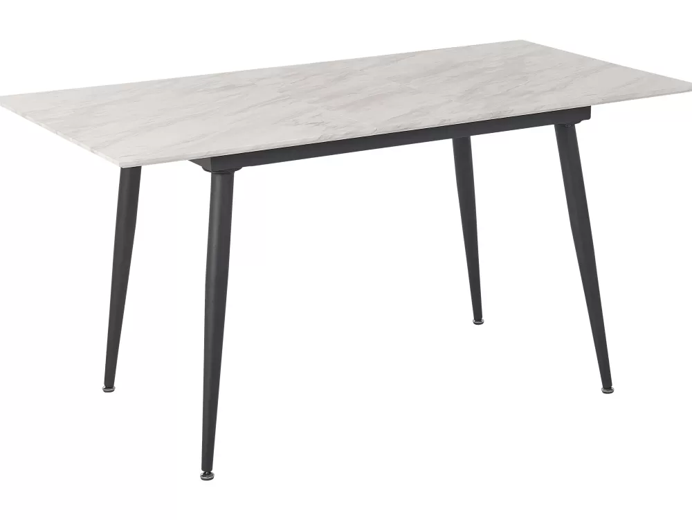 Tavolo Estensibile Eftalia in Effetto Marmo Bianco/Nero - Design Moderno per la Sala da Pranzo 120/150x80 cm - Collezione Beliani