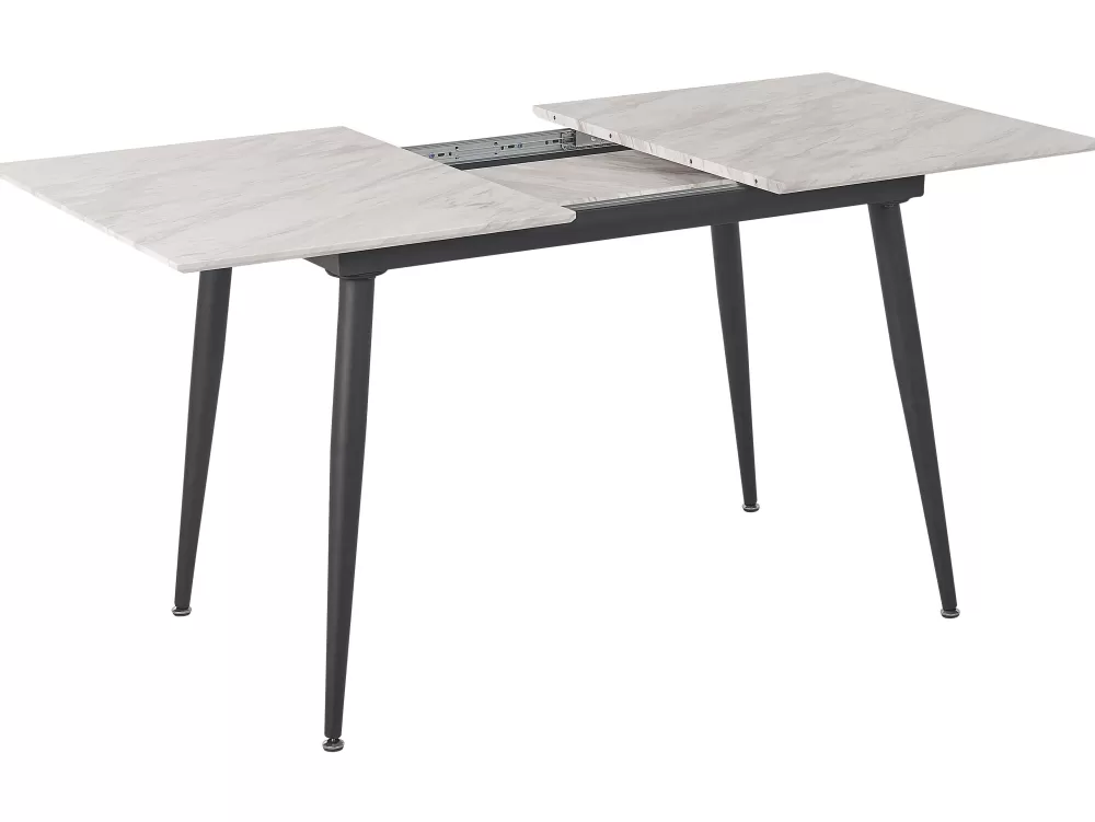 Tavolo Estensibile Eftalia in Effetto Marmo Bianco/Nero - Design Moderno per la Sala da Pranzo 120/150x80 cm - Collezione Beliani