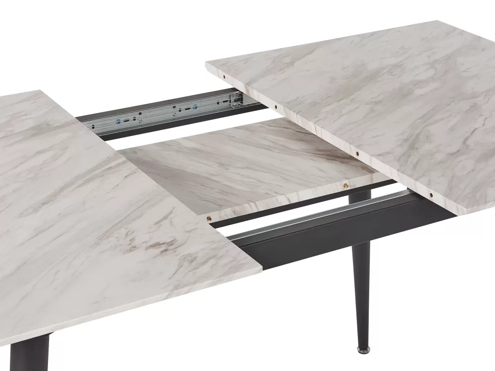Tavolo Estensibile Eftalia in Effetto Marmo Bianco/Nero - Design Moderno per la Sala da Pranzo 120/150x80 cm - Collezione Beliani